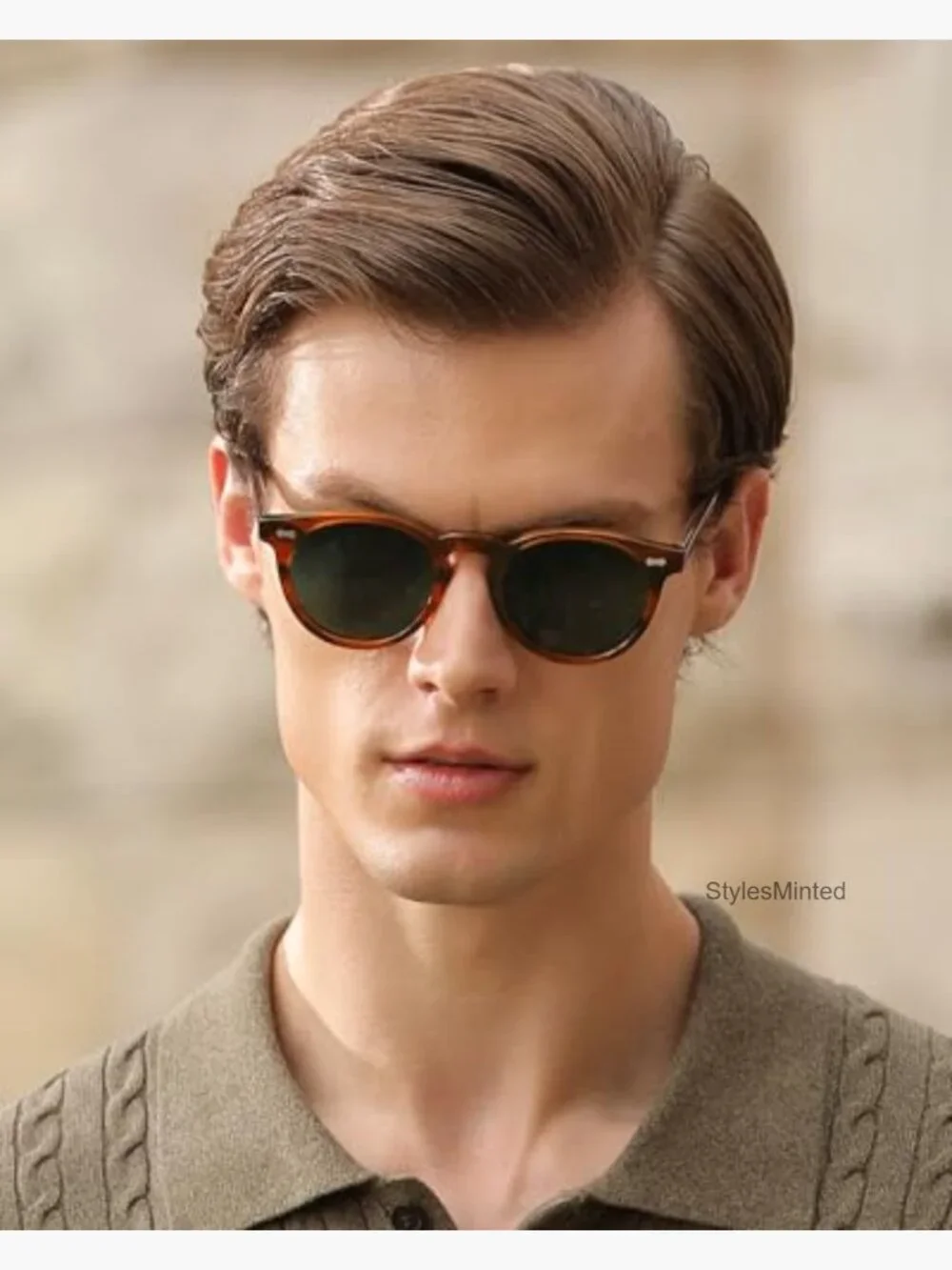 Retro Acetate Polarized Sunglasses with Gold Filigree